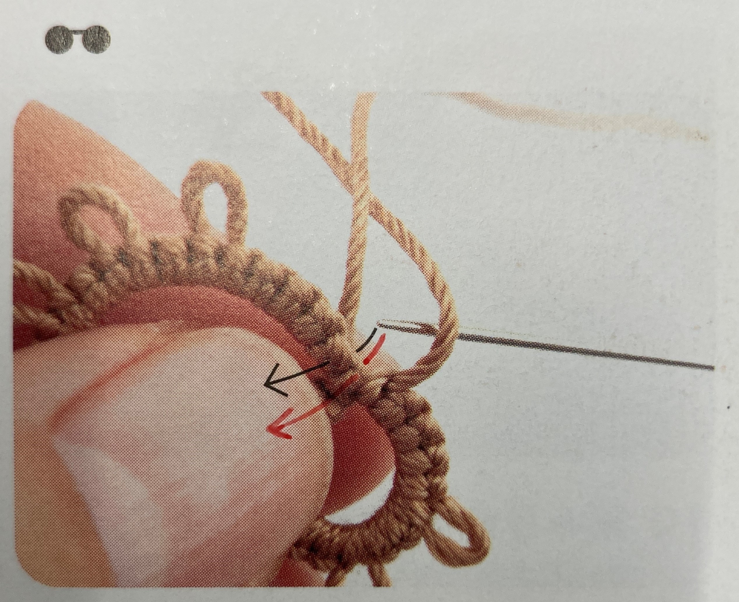 P.27　工程9　リングの後の裏結び