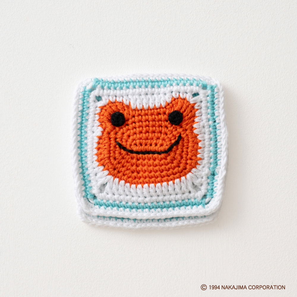 かえるのピクルス モチーフ編みキット No.2 だいだい×クローバー