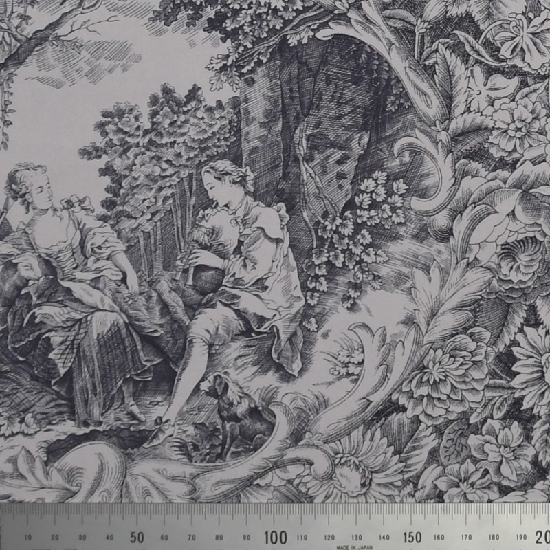 クラシカルプリント グレー(1m単位)