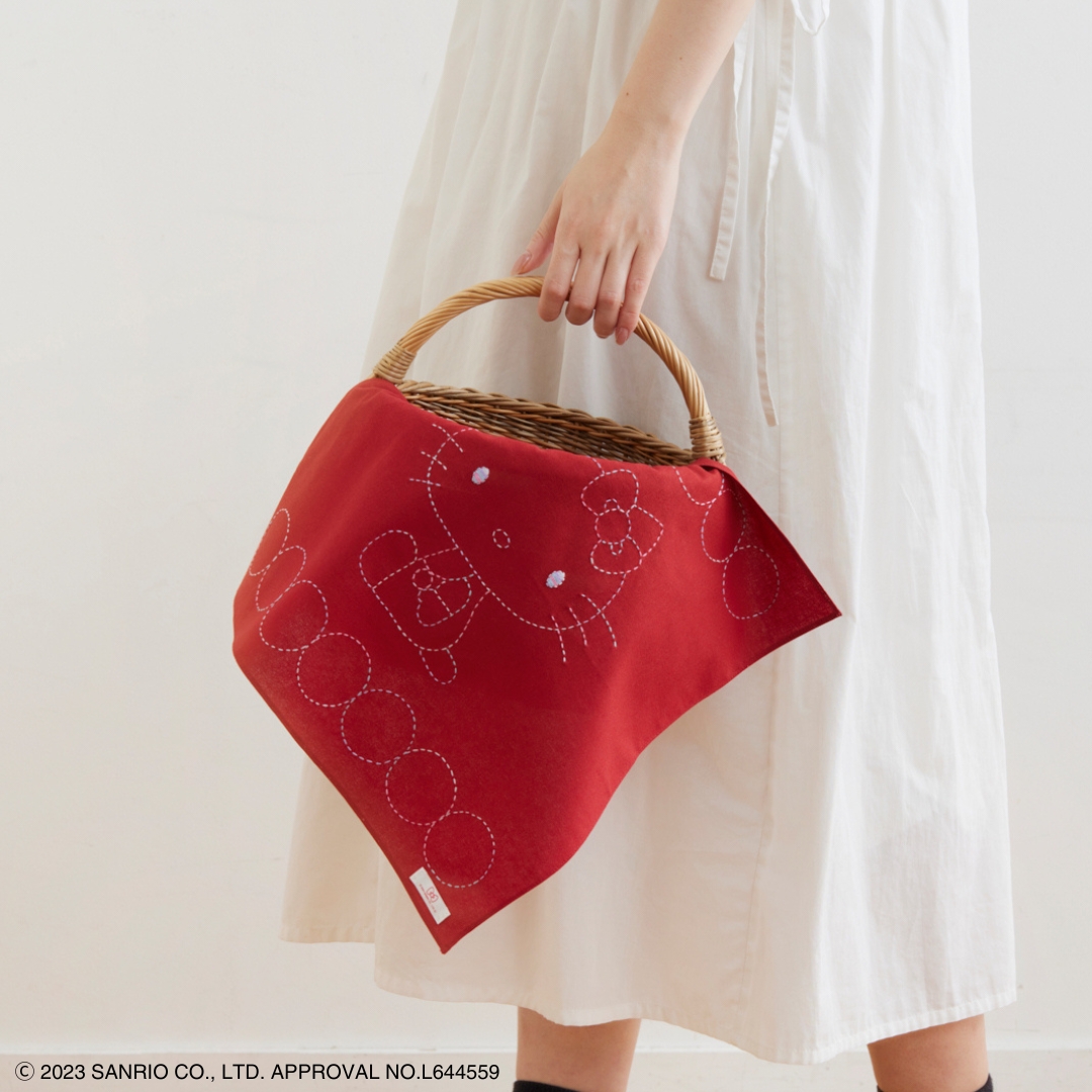 ハローキティ刺し子のフリークロス おすわりキティ