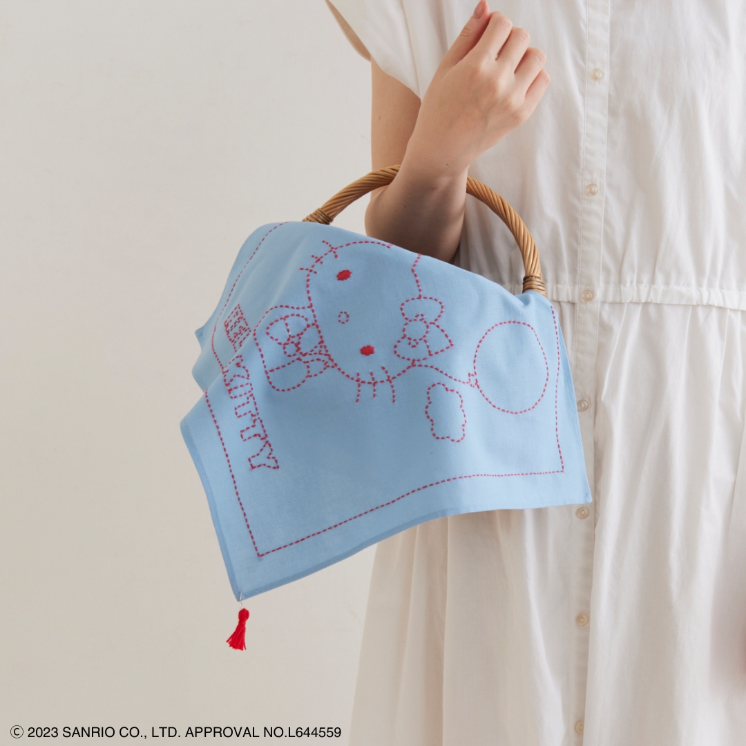 ハローキティ刺し子のフリークロス キティと風船