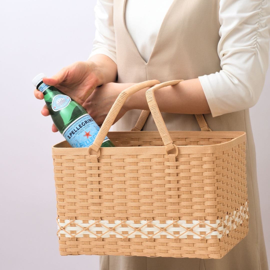 かんたん紙バンド手づくりキット 持ち手を倒せるバスケット