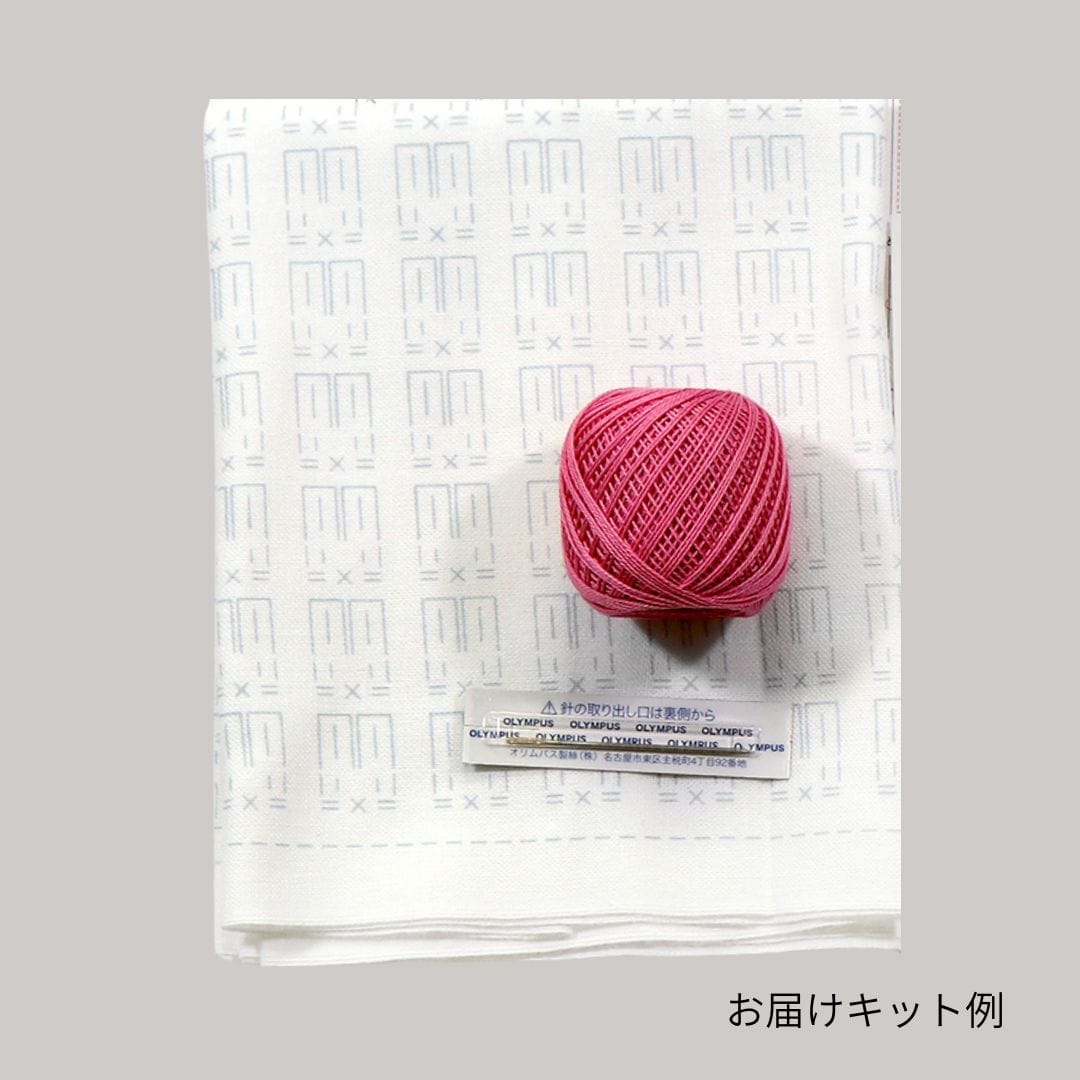 一目刺しの花ふきん ほんわかウサギ