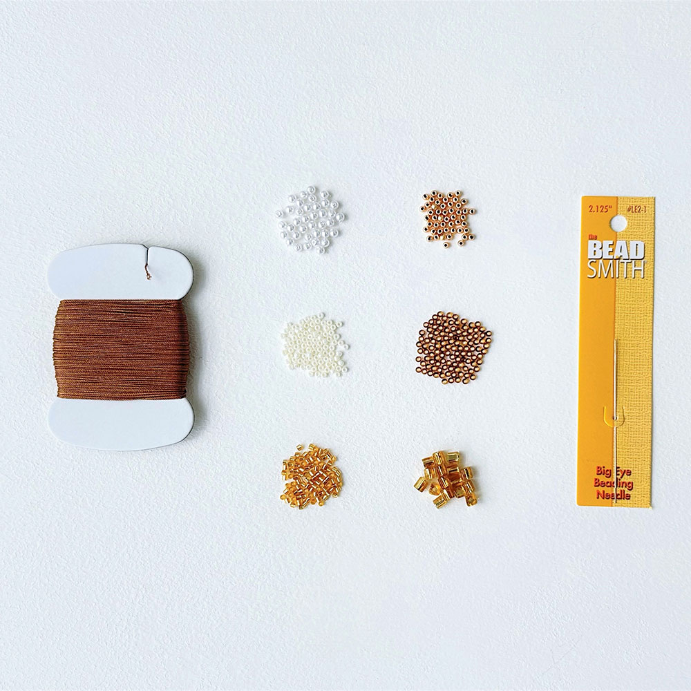 トルコの伝統手芸「オヤ」キット 孔雀のラリエット/ブラウン