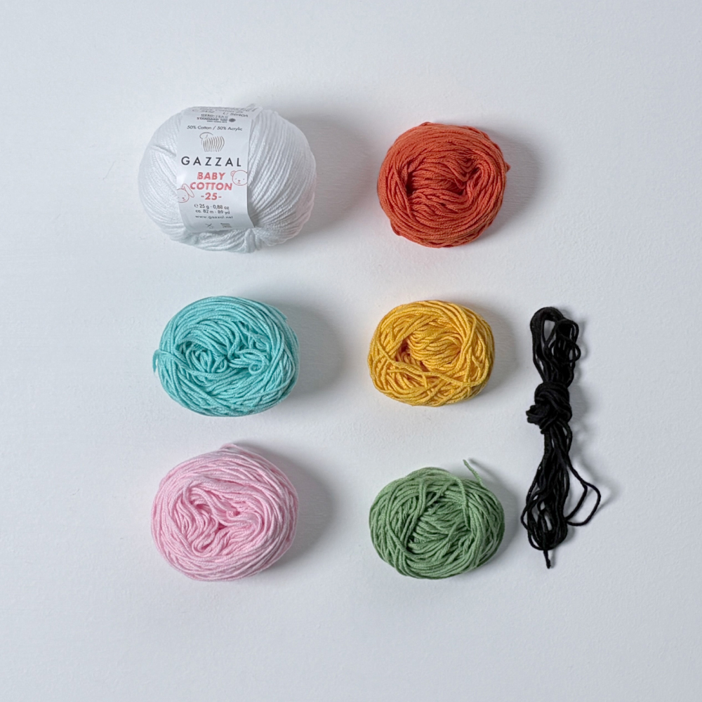 かえるのピクルス モチーフ編みキット No.2 だいだい×クローバー