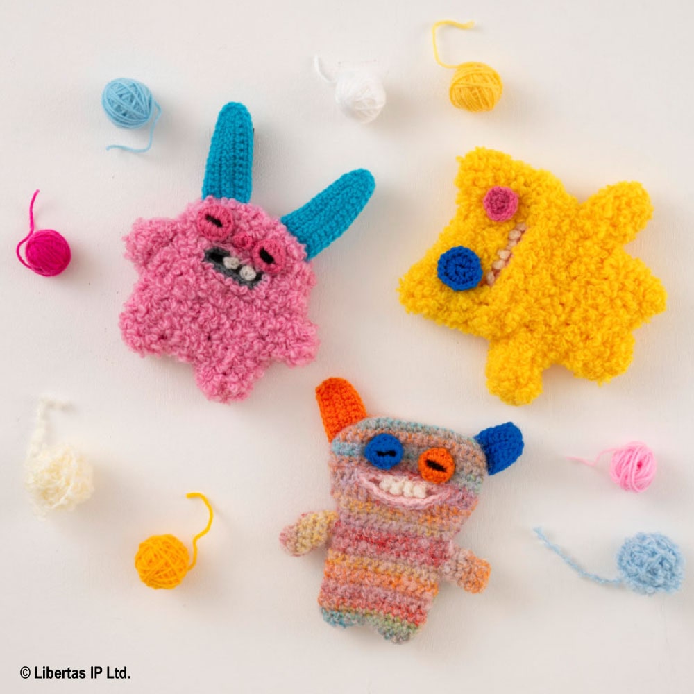 ファグラーかぎ針編みポーチキット完成作品集合