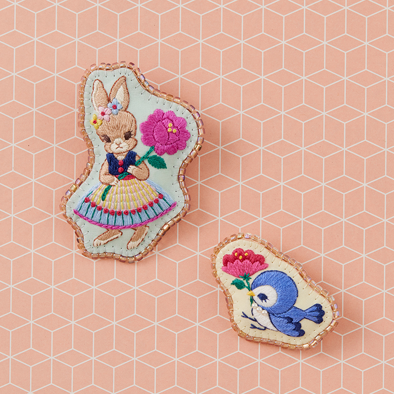 spica-pikaさんのレトロかわいい動物刺しゅう