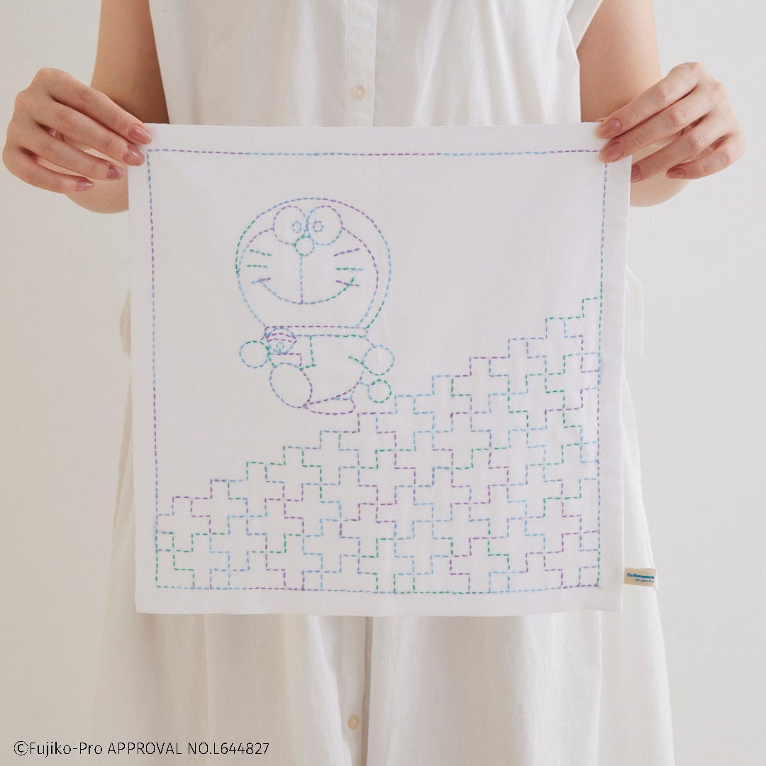 I’m Doraemon 和の伝統柄刺し子小もの 十字(ふきん)