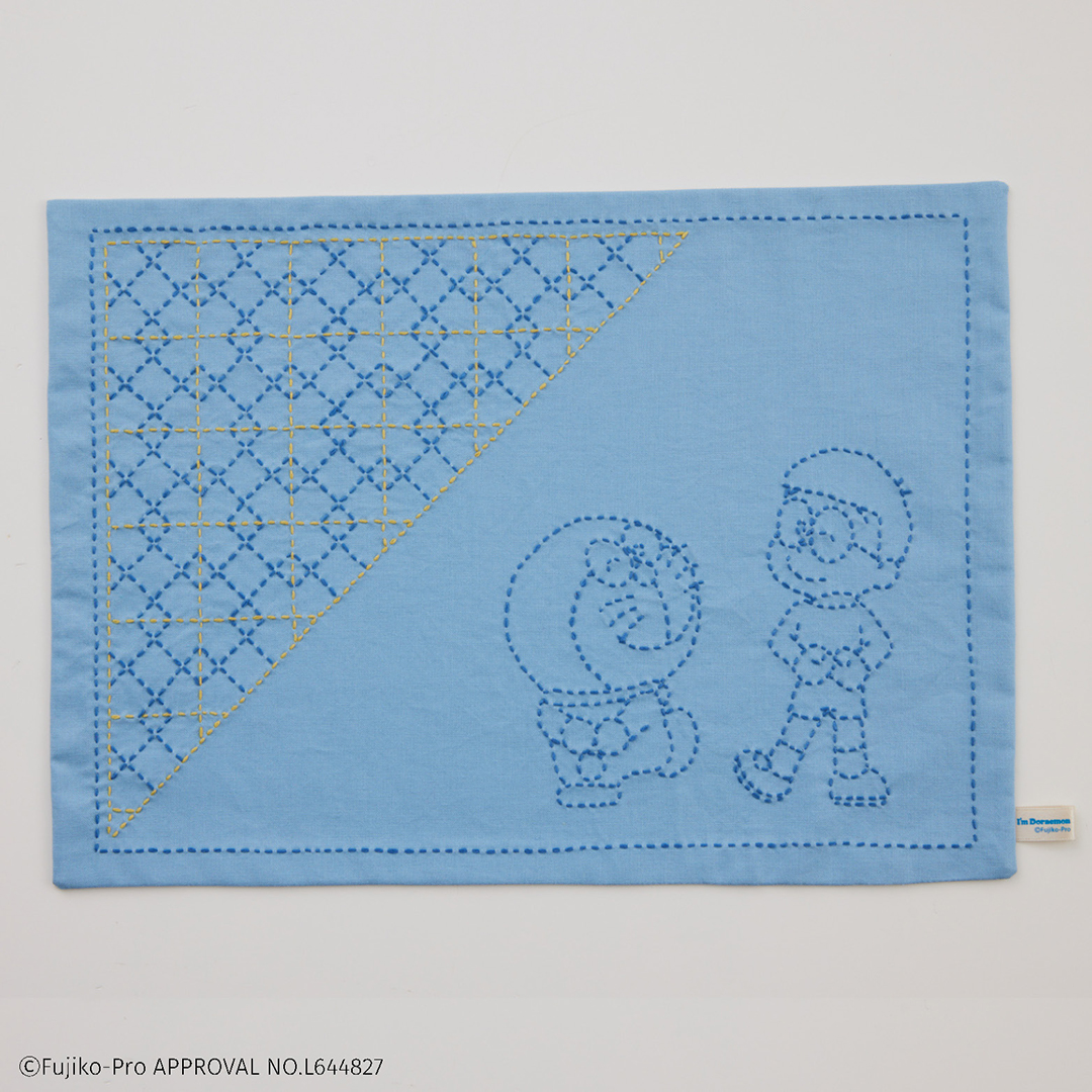 I’m Doraemon 和の伝統柄刺し子小もの 比翼井桁(ランチョンマット)