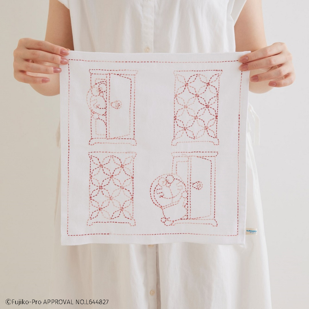 I’m Doraemon 和の伝統柄刺し子小もの 角七宝(ふきん)