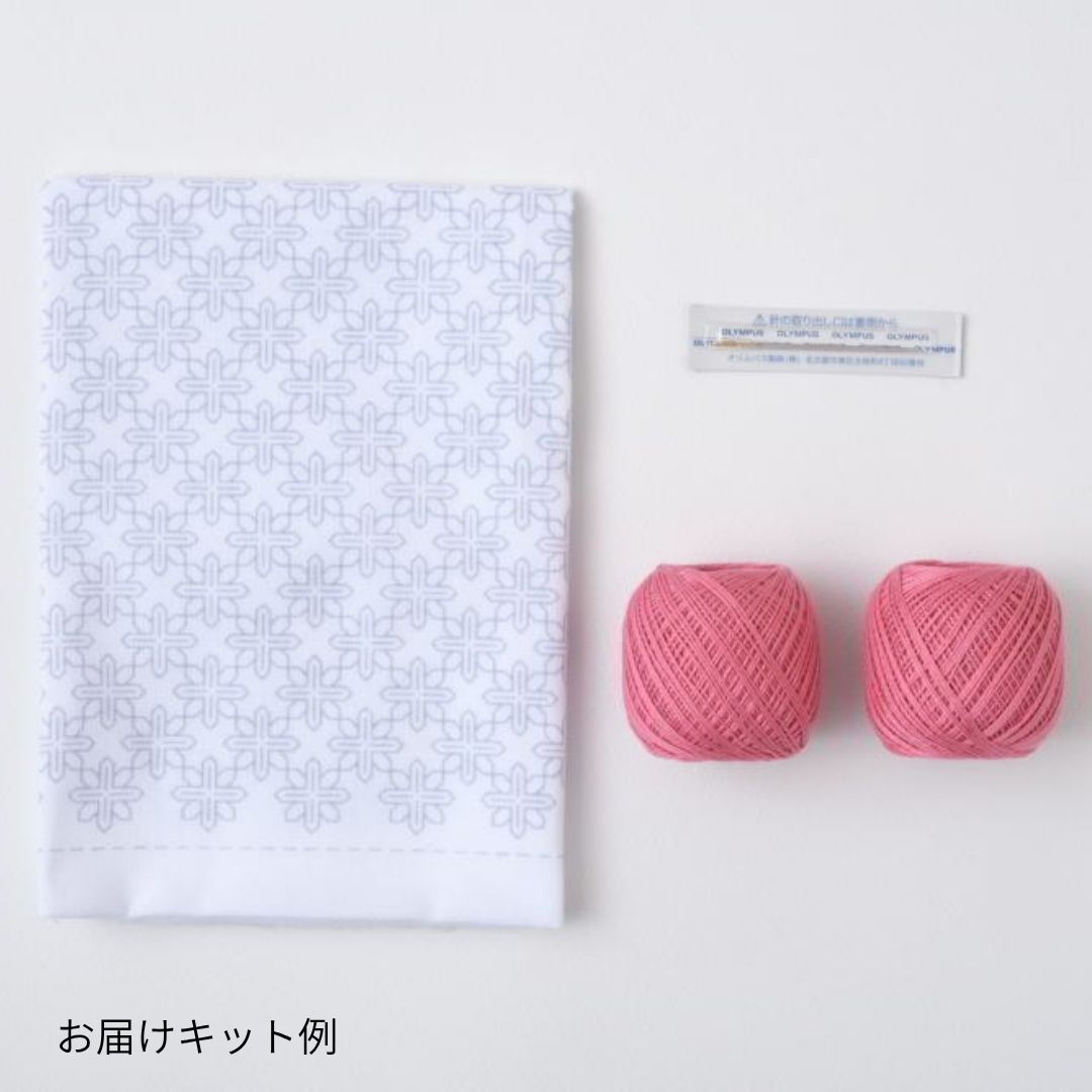 一目刺しの花ふきん 折り紙(小鳥)