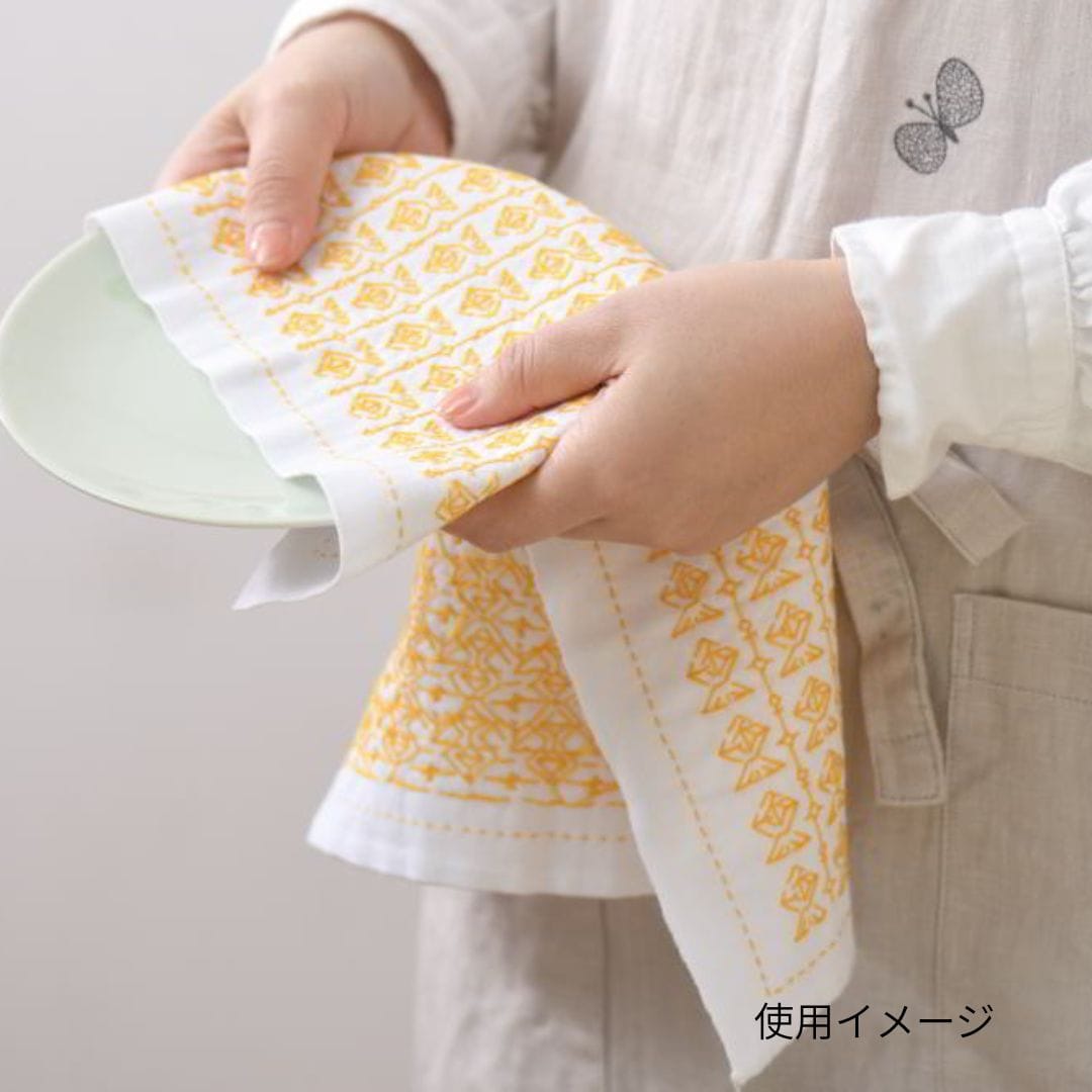 一目刺しの花ふきん ほんわかクマ