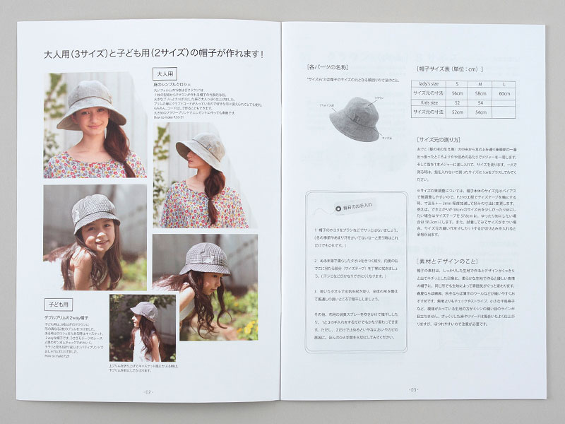 帽子の型紙　SEWING PATTERN BOOK