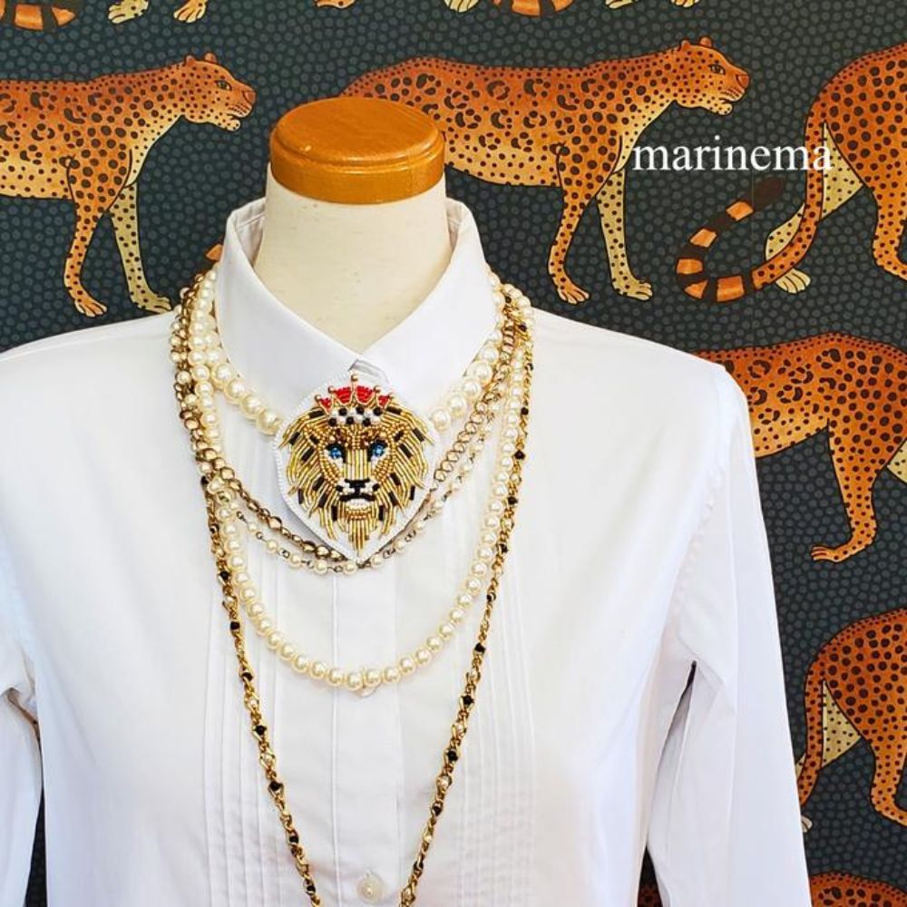 ライオンのビーズ刺繍ブローチキット