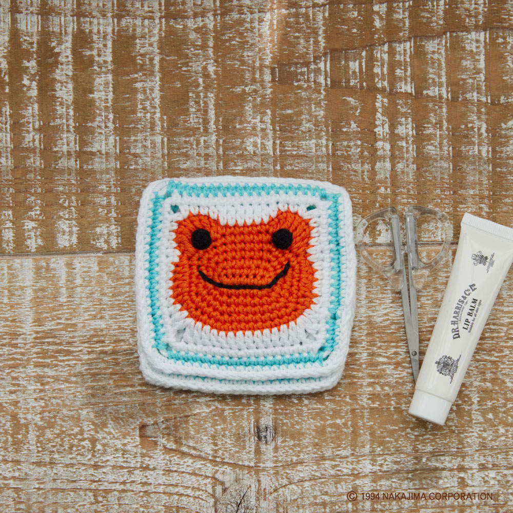 かえるのピクルス モチーフ編みキット No.2 だいだい×クローバー