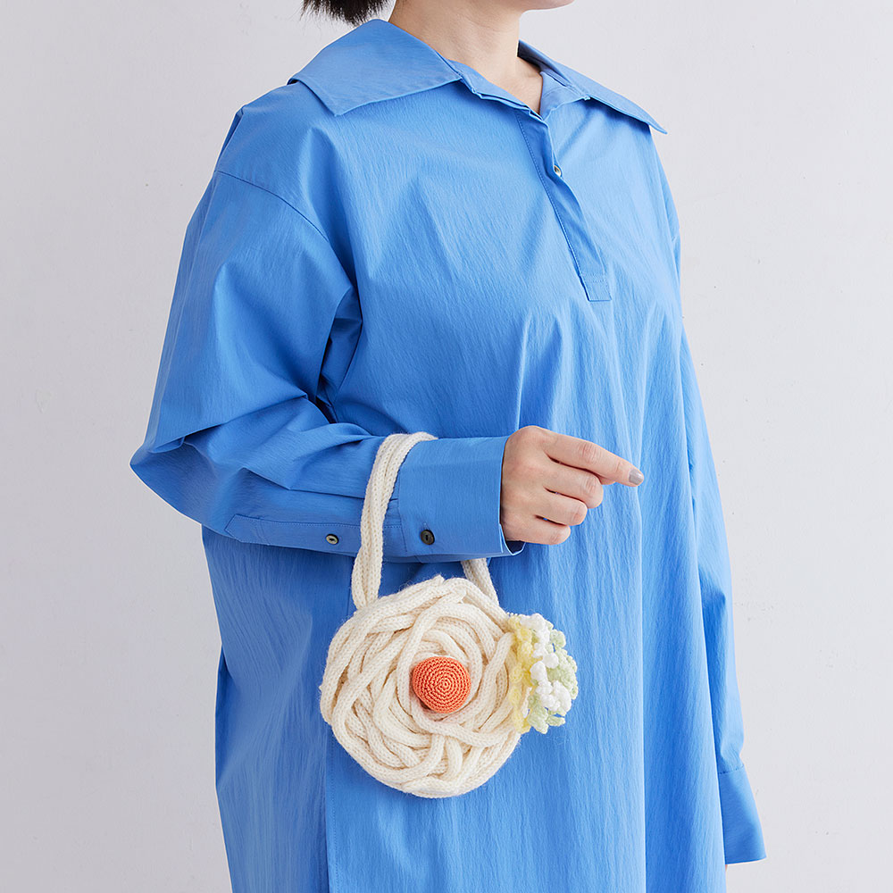かぎ針で編む 編みグルメ小物 うどんバッグ