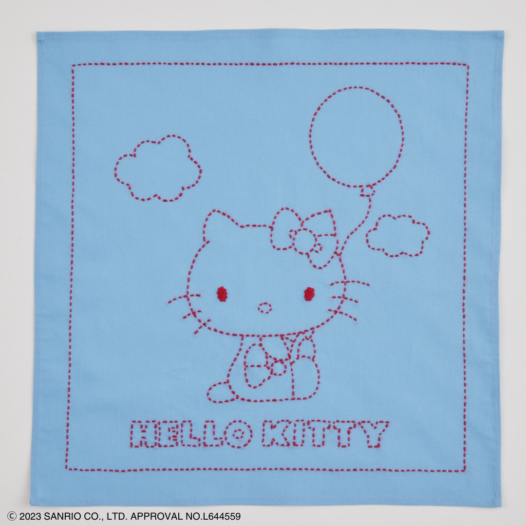 ハローキティ刺し子のフリークロス キティと風船