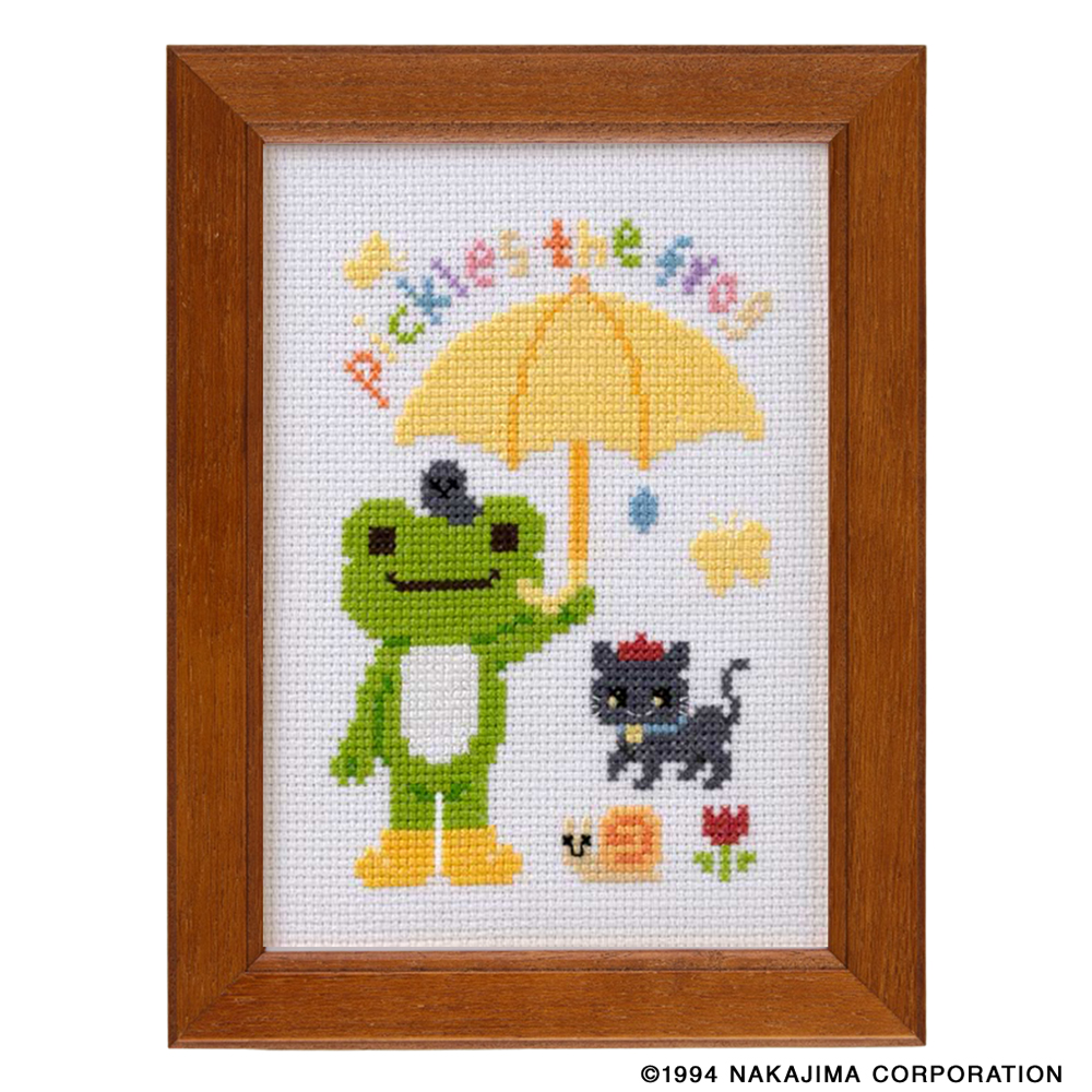 かえるのピクルス クロステッチキット おさんぽ