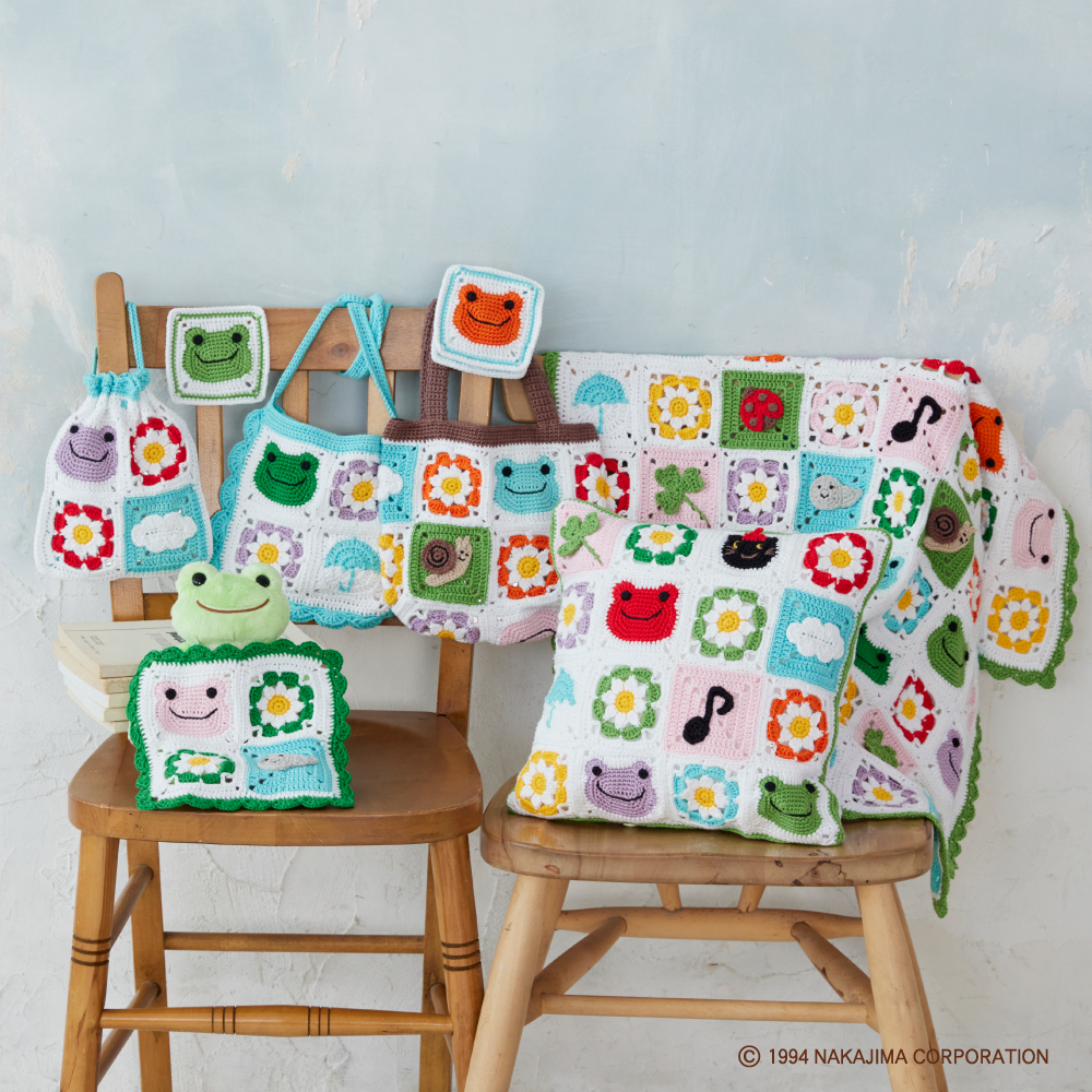 かえるのピクルス モチーフ編みキット No.4 すみれ×くも