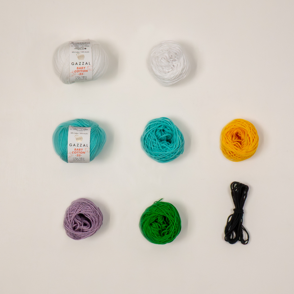 かえるのピクルス モチーフ編みキット No.5 わかば×かさ