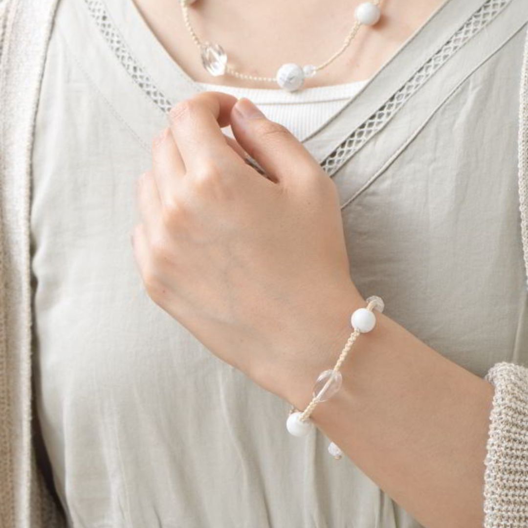 マクラメで編む天然石アクセサリー(水晶)