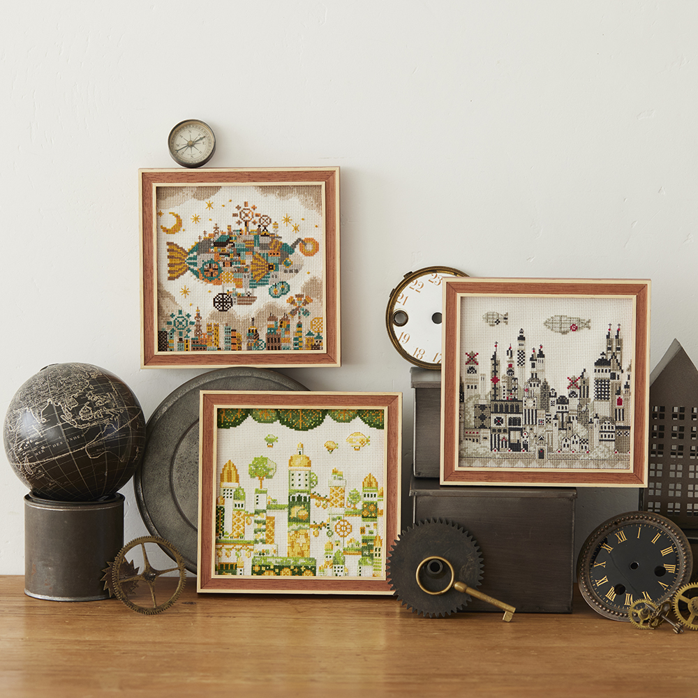 空想街雑貨店 空想の街 クロスステッチキット「空飛ぶ魚の街」