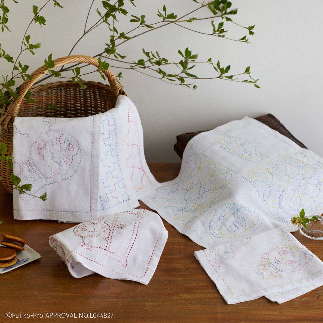 I’m Doraemon 和の伝統柄刺し子小もの 十字(ふきん)