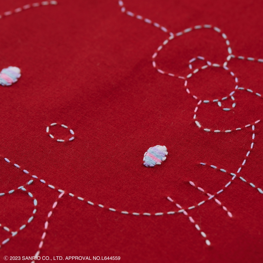 ハローキティ刺し子のフリークロス おすわりキティ