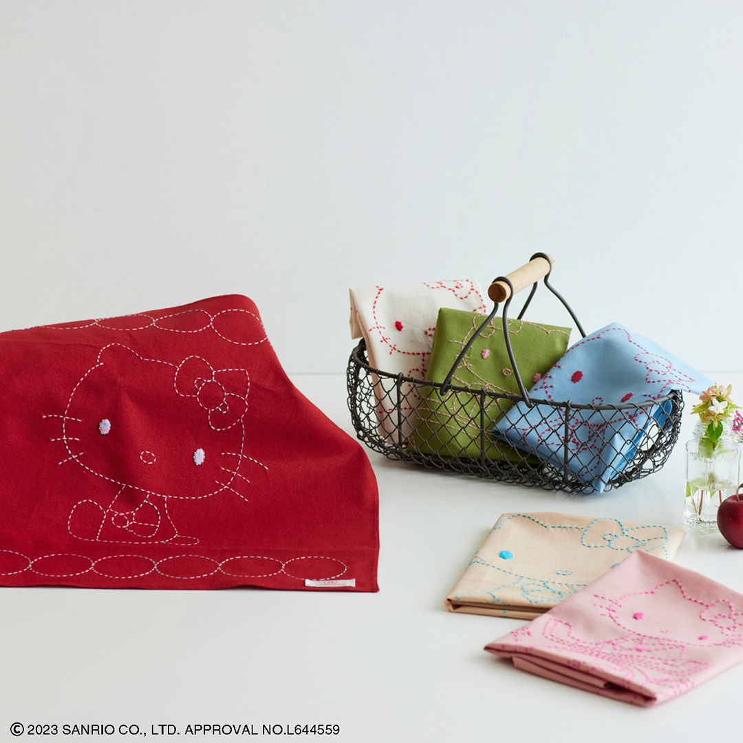 ハローキティ刺し子のフリークロス キティと風船