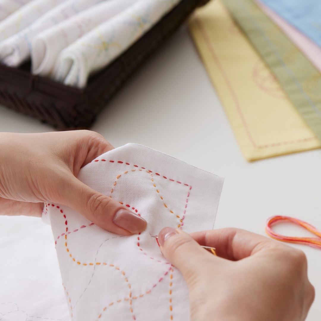 I’m Doraemon 和の伝統柄刺し子小もの 比翼井桁(ランチョンマット)