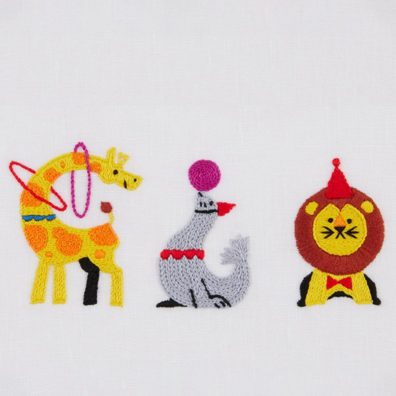 サタケシュンスケさんの刺しゅうワッペン「サーカス」(きりん・アシカ・らいおん)