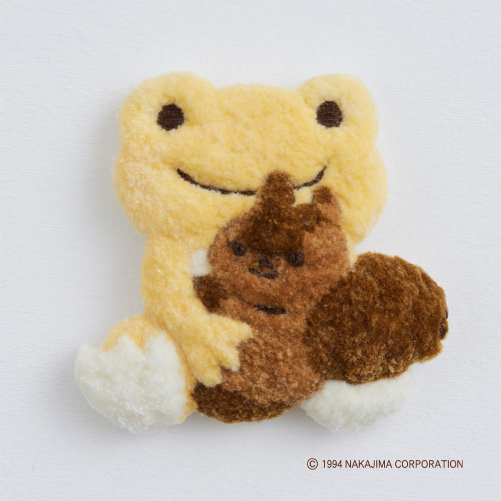 かえるのピクルス もこもこ刺しゅうブローチキット「りすのアーモンド」