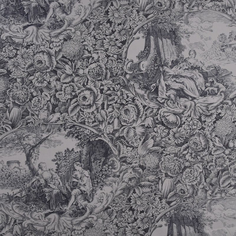 クラシカルプリント グレー(1m単位)