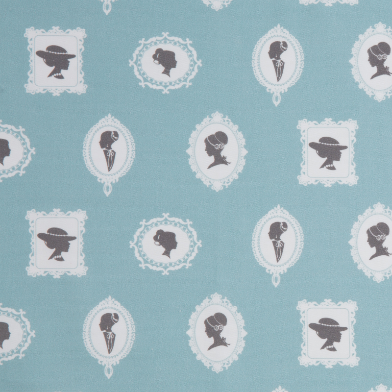 カメオ柄 サックス(1m単位)