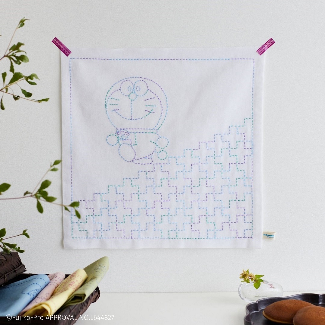 I’m Doraemon 和の伝統柄刺し子小もの 十字(ふきん)