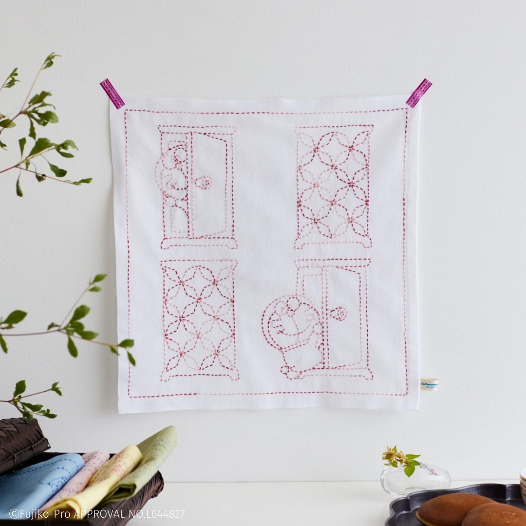 I’m Doraemon 和の伝統柄刺し子小もの 角七宝(ふきん)