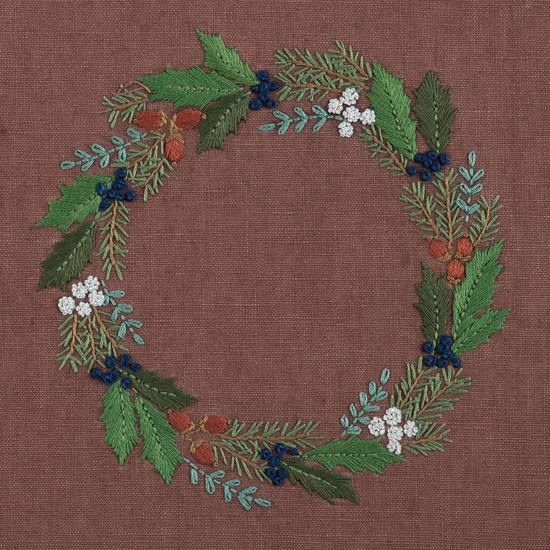 「青木和子のstitch calender 2022」キットシリーズ［11・12月］ エバーグリーンと木の実