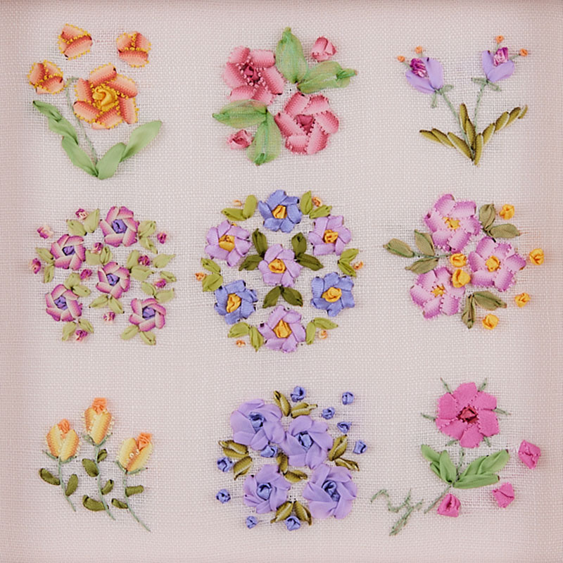 ストレートローズステッチの花サンプラー?『花のリボン刺しゅう』刺しゅうキットシリーズ