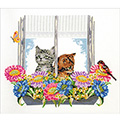 クロスステッチキット「窓辺の子猫」
