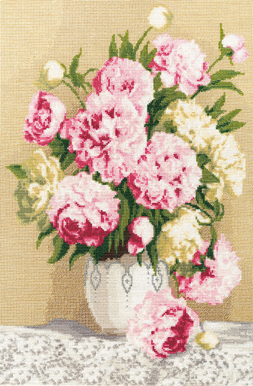 クロスステッチキット「ピンクピオニス」