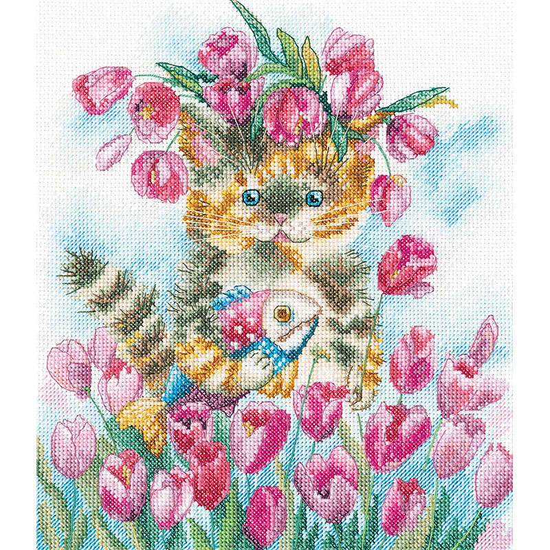 クロスステッチキット「チューリップキャット」
