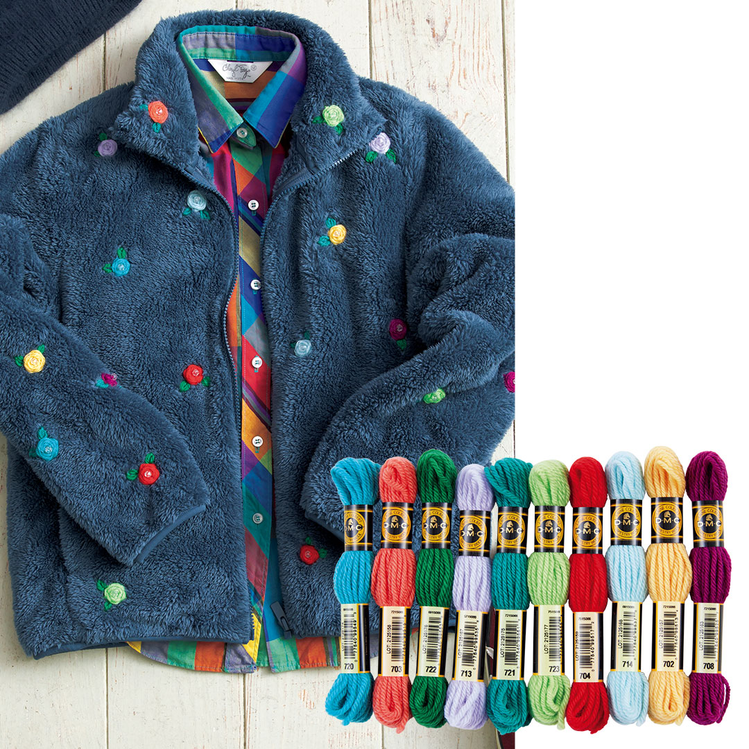 小花ドットのウール刺しゅうで明るく元気に［タペストリーウール新色セット］