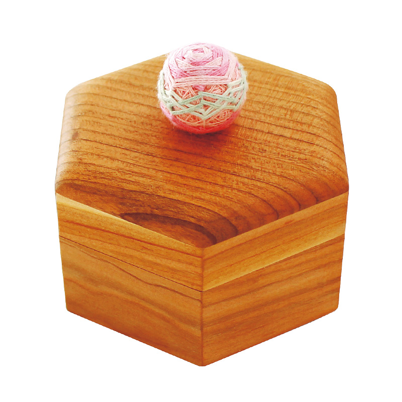 手まりの六角小箱　ばらいろ