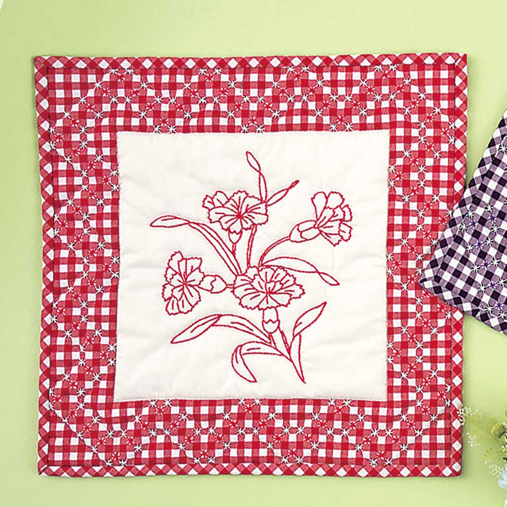 刺しゅうのタペストリー［カーネーション］