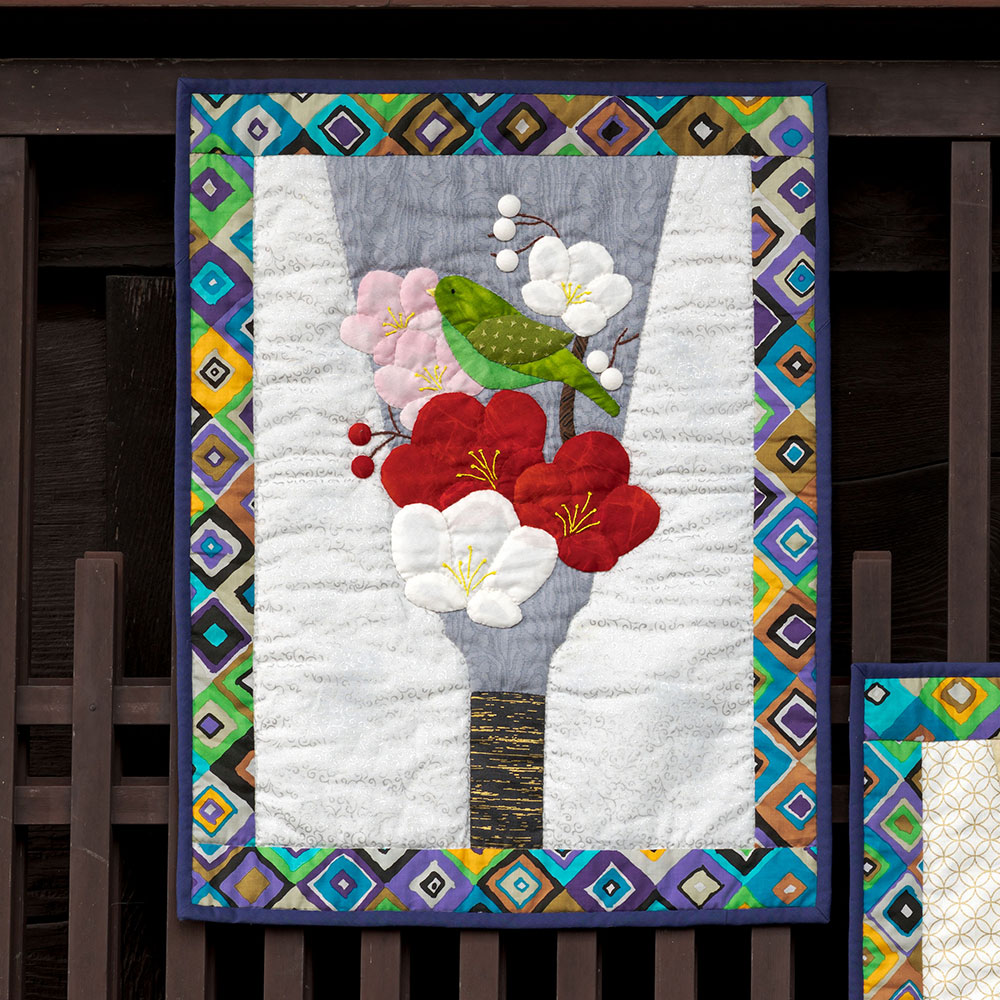 羽子板のタペストリー［うぐいす］