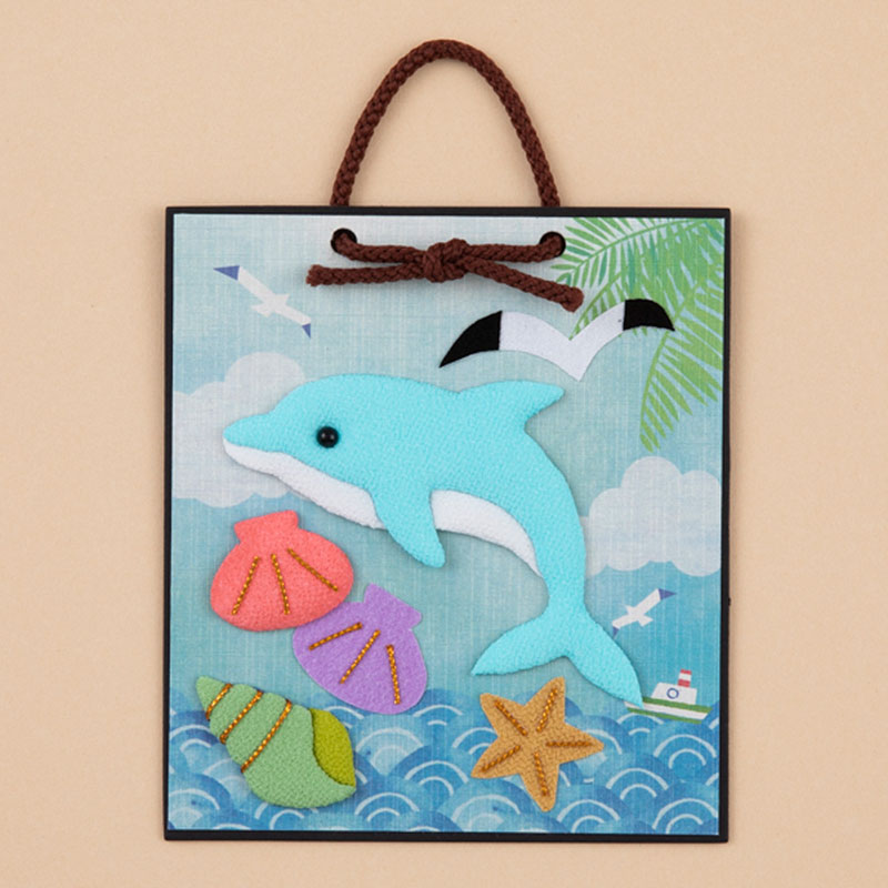 ほっこり動物の押し絵12ヶ月 押し絵かべ飾りキット 夏の海とイルカ