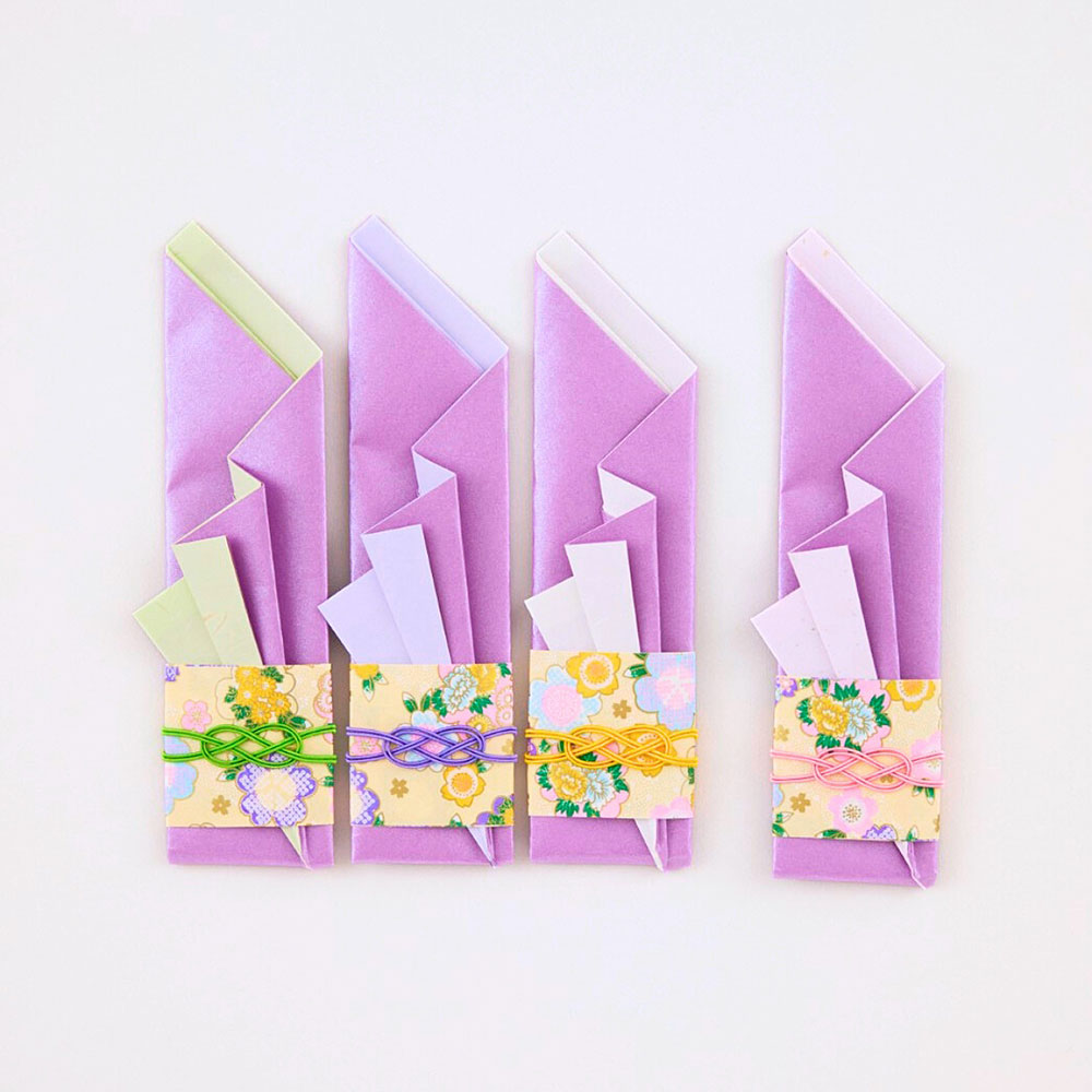 和紙おりがみ箸袋キット　紫／古典花文様