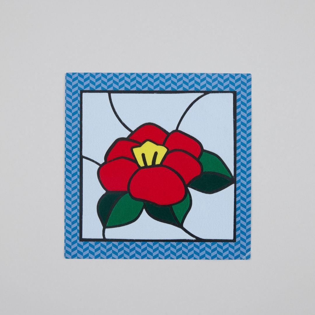 フェルトの貼り絵パズル　つばき