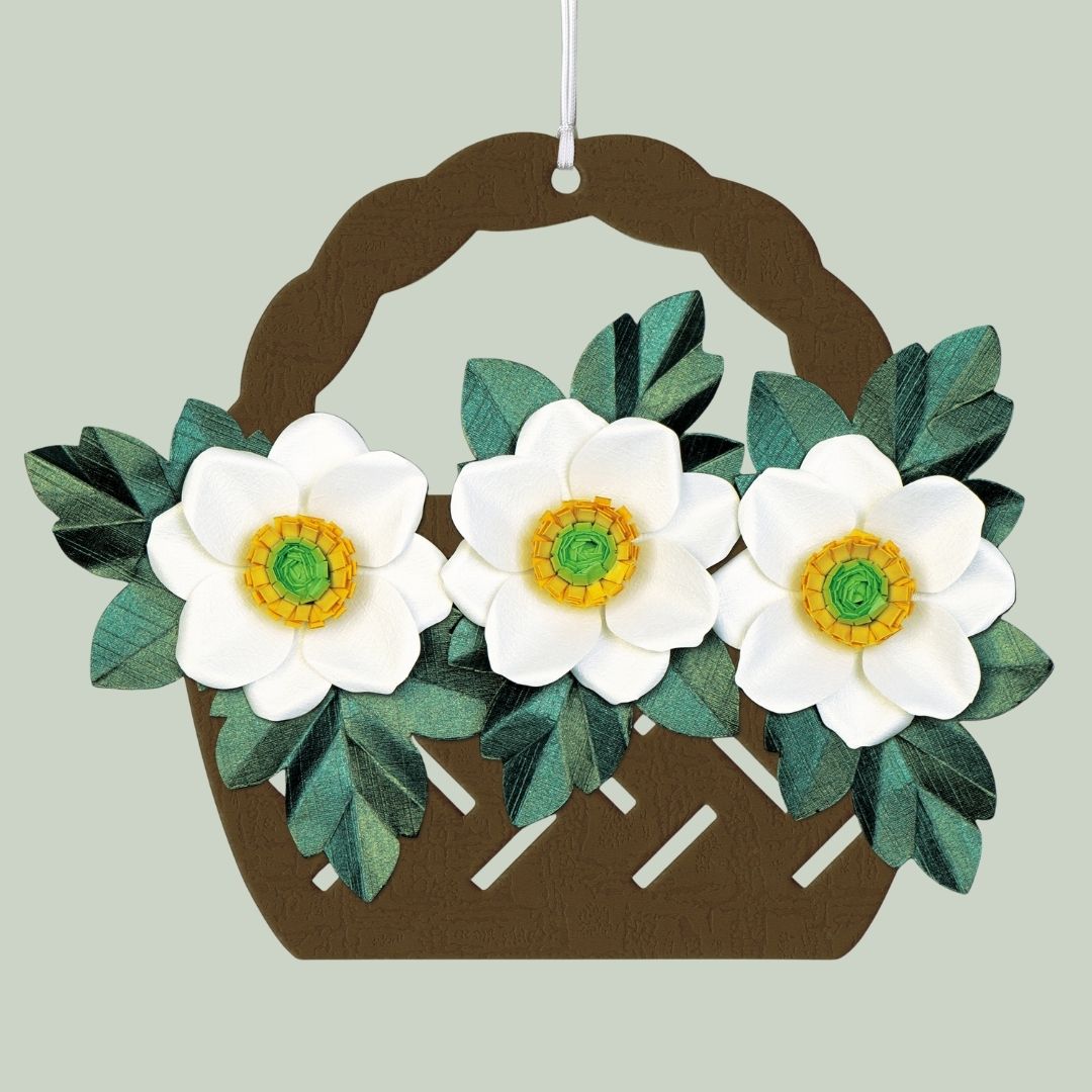 立体切り絵　花カゴ飾り　秋明菊