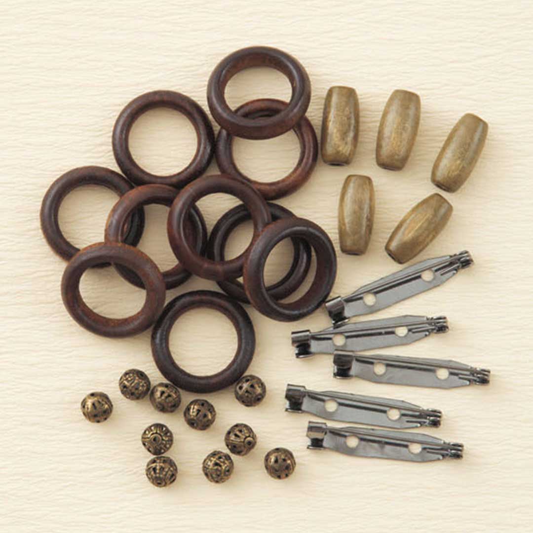 ふくろうのブローチ用パーツ5個セット